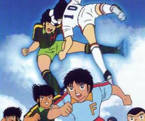 Puzzle Fotbalistů ve fotbalovém utkání od kapitána Tsubasa